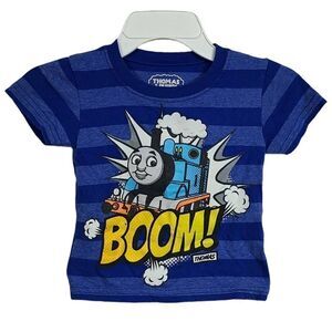 Thomas the Tank Engine Toddler Boys T-Shirt 2T Kids Short Sleeve Blue Stripe Tee
